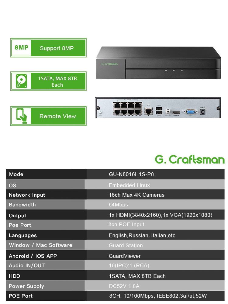 C-U,8CH POE Network Video Reco - đánh giá và giá Smart Home Microsoft