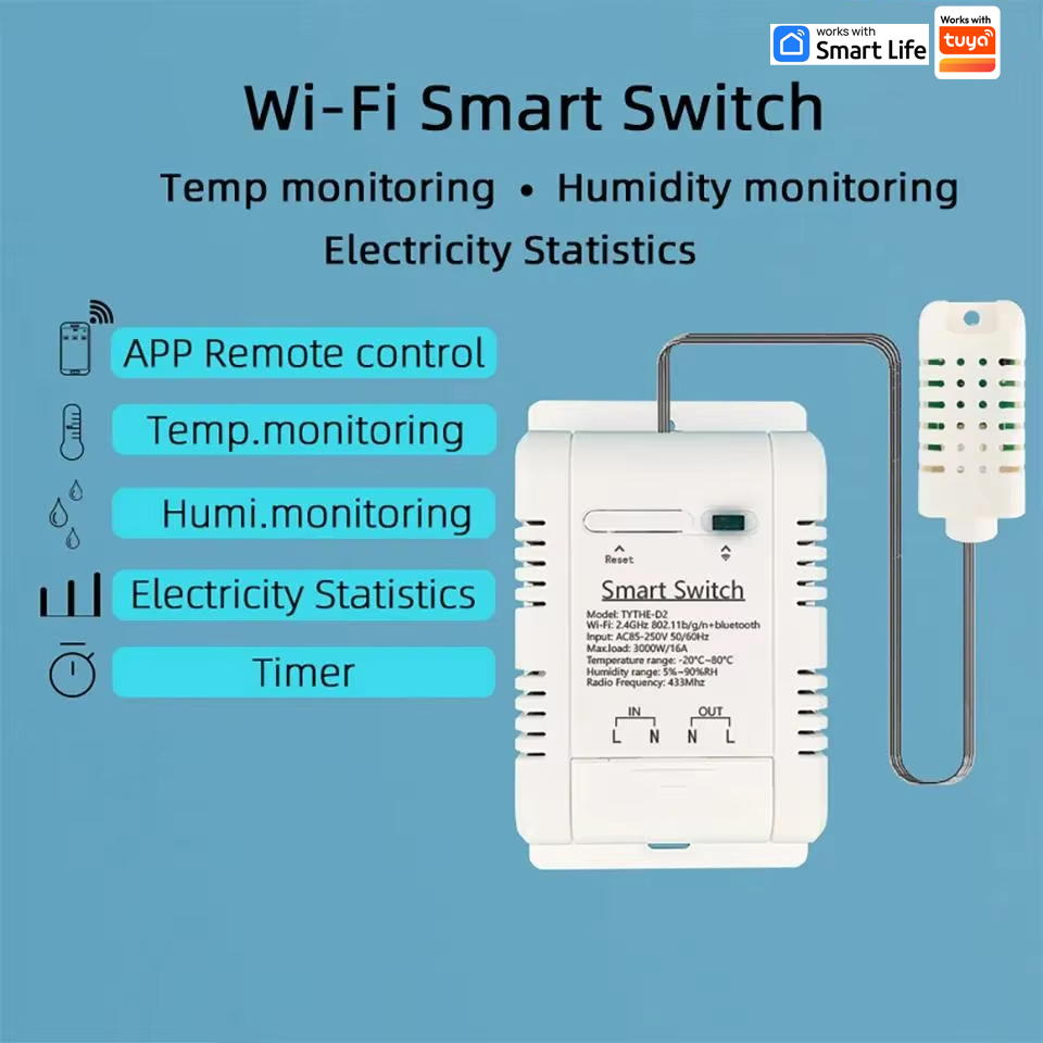 Work with Tuya 16A 3000W WiFi  - đánh giá và giá Smart Home Energy Monitor